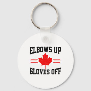 Elbows hoch Handschuhe runter Kanada Flagge Hockey Schlüsselanhänger