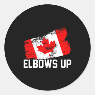 Elbows hoch Lustiger kanadischer Hockey Maple Leaf Runder Aufkleber