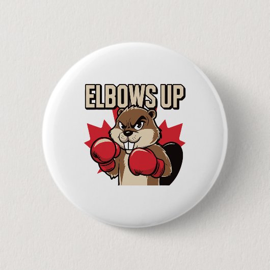 Elbows up Beaver Boxing Proud Kanadier starke Cana Button (Vorderseite)
