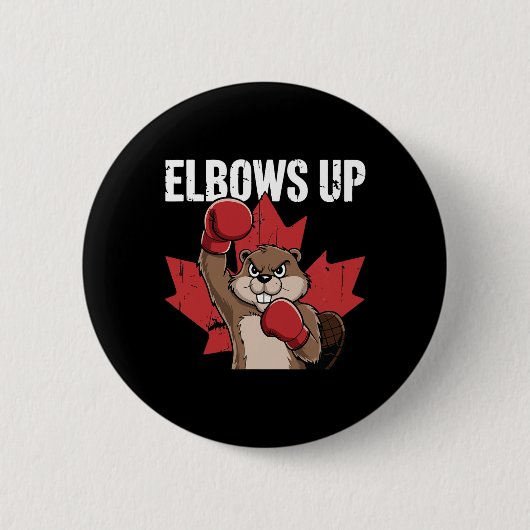 Elbows up Beaver Boxing Proud Kanadier starke Cana Button (Vorderseite)