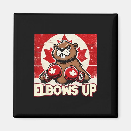 Elbows up Canada Canadian Counter Tariffs Beaver B Magnet (Vorne)