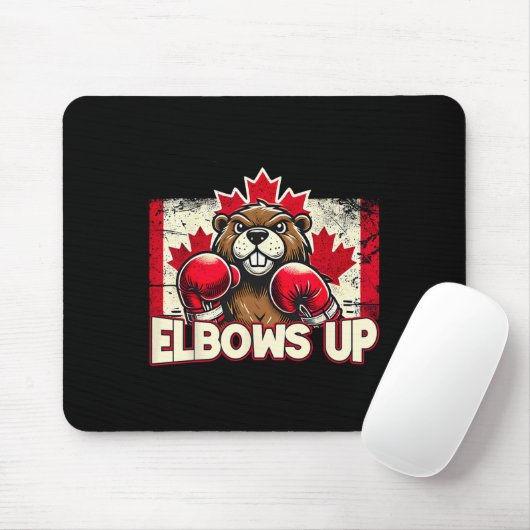 Elbows up Canada Canadian Counter Tariffs Beaver B Mousepad (Mit Mouse)