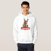Elbows Up Canada! Funny Moose Holding Flag Hoodie (Vorne ganz)