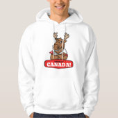 Elbows Up Canada! Funny Moose Holding Flag Hoodie (Vorderseite)