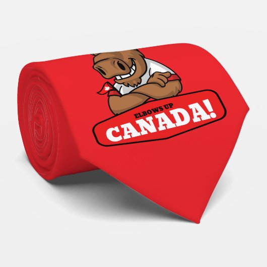 Elbows Up Canada! Funny Moose Necktie Krawatte (Gerollt)