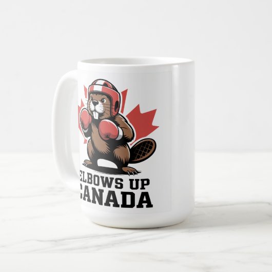 Elbows Up Canada | Quirky-Kanadier-Pride-Geschenk Kaffeetasse (Vorderseite Links)