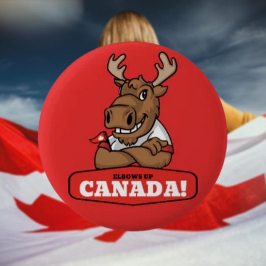 Elbows Up Canada! Schaltfläche "Funny Moose Holdin Button