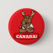 Elbows Up Canada! Schaltfläche "Funny Moose Holdin Button (Vorderseite)