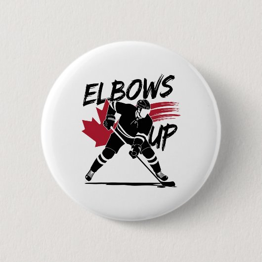 Elbows Up Canada True North Strong Free Hockey Lov Button (Vorderseite)