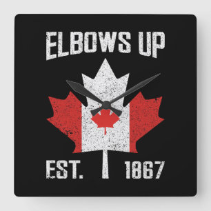 Elbows Up Canada True North Strong Strong Canadian Quadratische Wanduhr