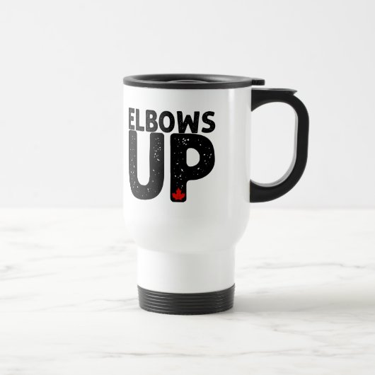 ELBOWS UP Fett bedrückte Typografie Reisebecher (Rechts)