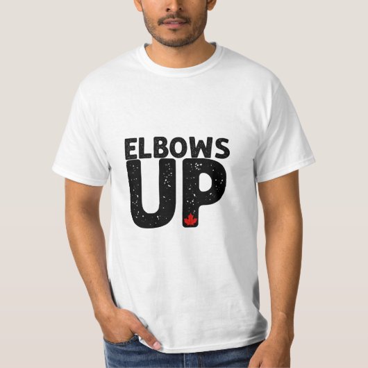 ELBOWS UP Fett bedrückte Typografie T-Shirt (Vorderseite)