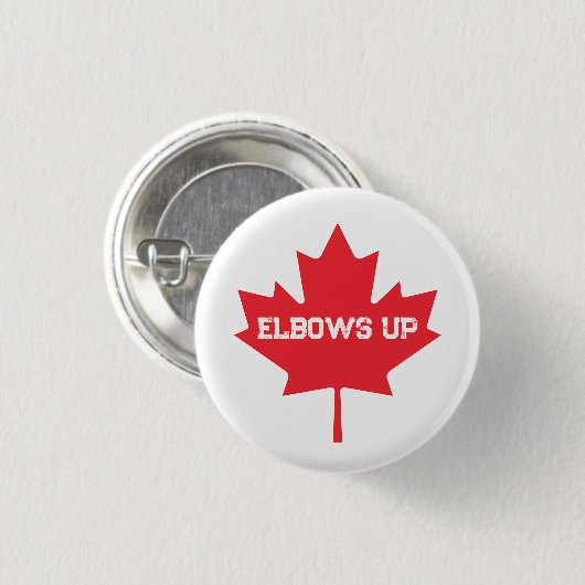 Elbows Up Funny Canadian Hockey Button (Vorne & Hinten)