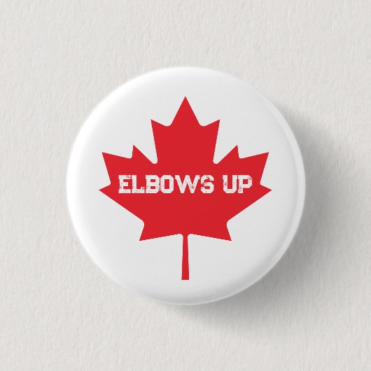 Elbows Up Funny Canadian Hockey Button (Vorderseite)