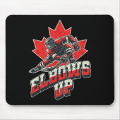 Elbows Up Hockey Player Maple Leaf Canadian Athlet Mousepad (Vorne)