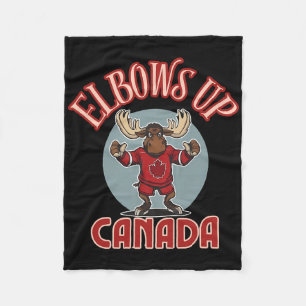 Elbows Up Kanada Trotziger Elch Kanada Hockey Trik Fleecedecke