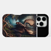 Elch am Bach geschnitzt iPhone Hülle (Rückseite (Horizontal))