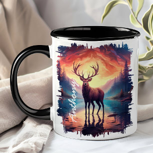 Elch am Bergsee bei Sonnenuntergang Reflektion Tasse