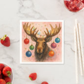 Elch-Aquarell-Weihnachtskarte. Serviette (Beispiel)