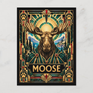 Elch, Art Deco Wildlife Postkarte