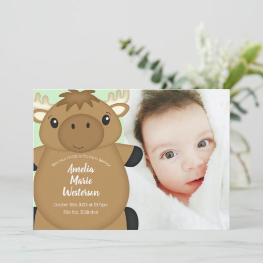 Elch Baby Dusche Einladung (Stehend Vorderseite)