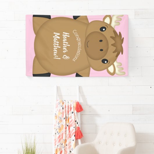 Elch Baby Dusche Woodland Banner (Insitu)