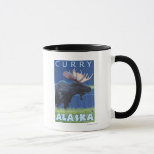 Elch bei Nacht - Curry, Alaska Tasse