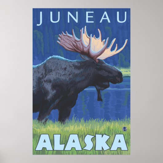 Elch bei Nacht - Juneau, Alaska Poster (Vorne)