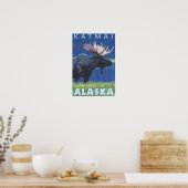 Elch bei Nacht - Katmai, Alaska Poster (Küche)