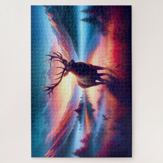 Elch bei Sonnenaufgang, Berge, Wildnis Puzzle (Vertikal)