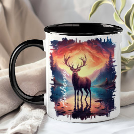 Elch bei Sunset Mountain Lake Reflection Tasse