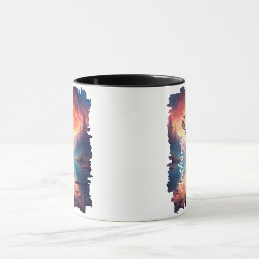 Elch bei Sunset Mountain Lake Reflection Tasse (Zentrum)