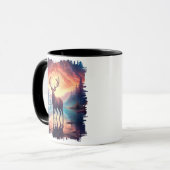 Elch bei Sunset Mountain Lake Reflection Tasse (Vorderseite Links)