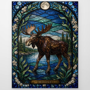 Elch Boreal See Illumina Buntglas Postkarte