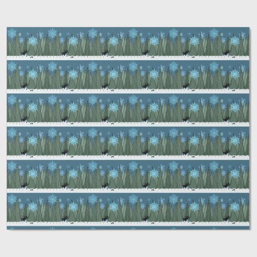 Elch, Bunnies und Schneeflocken Geschenkpapier (Flach)