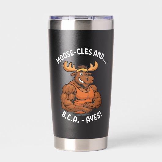 Elch-cles und BCAAs – Lustige Gym-Elch-Workout-Kle Thermobecher (Vorderseite)