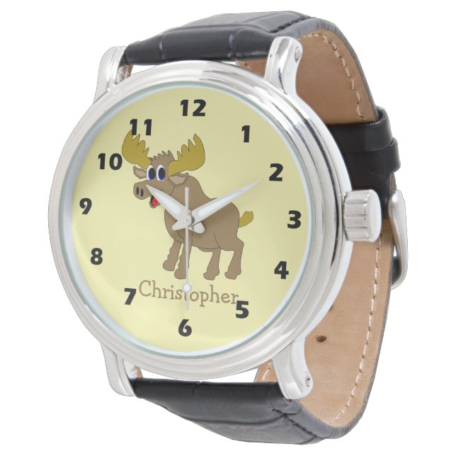 Elch Design Armbanduhr (Schrägansicht)