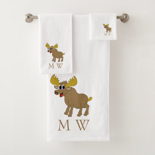 Elch Design Monogramm Badhandtuch Set (Insitu)