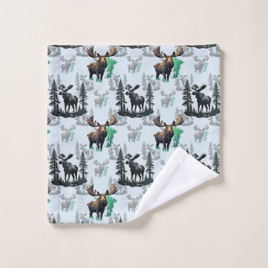 Elch Elch Antlers Deer Muster Design Badhandtuch Set (Waschlappen)