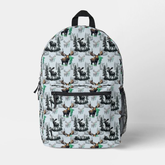 Elch Elch Antlers Deer Muster Design Bedruckter Rucksack (Vorderseite)
