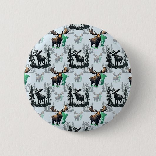 Elch Elch Antlers Deer Muster Design Button (Vorderseite)