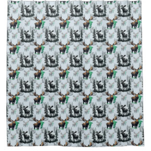 Elch Elch Antlers Deer Muster Design Duschvorhang