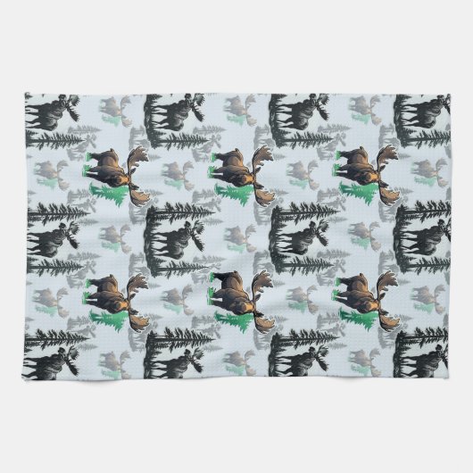 Elch Elch Antlers Deer Muster Design Geschirrtuch (Horizontal)