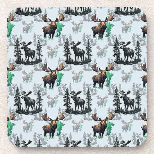 Elch Elch Antlers Deer Muster Design Getränkeuntersetzer (Vorderseite)