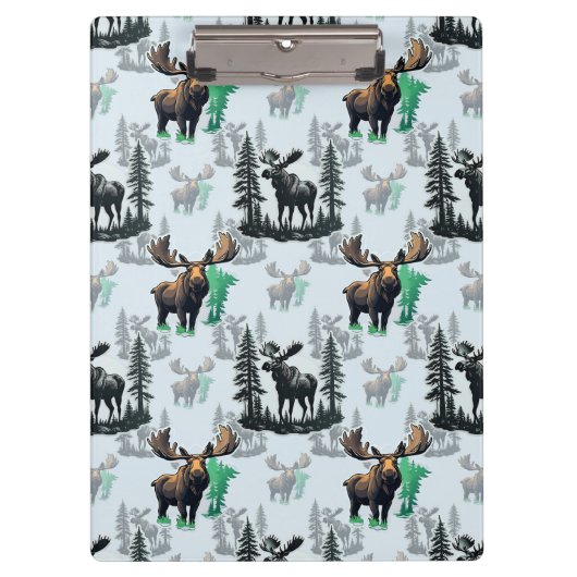 Elch Elch Antlers Deer Muster Design Klemmbrett (Vorderseite)