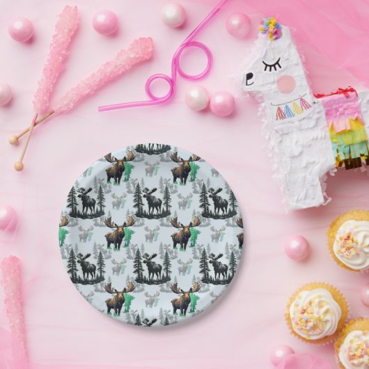 Elch Elch Antlers Deer Muster Design Pappteller (Party)