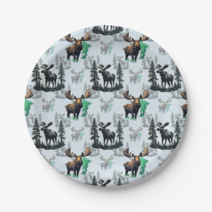 Elch Elch Antlers Deer Muster Design Pappteller