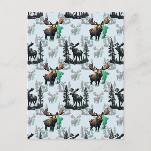 Elch Elch Antlers Deer Muster Design Postkarte (Vorderseite)