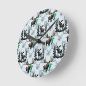 Elch Elch Antlers Deer Muster Design Runde Wanduhr (Winkel)