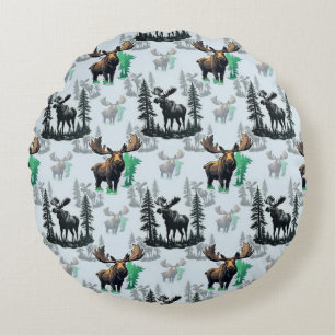Elch Elch Antlers Deer Muster Design Rundes Kissen